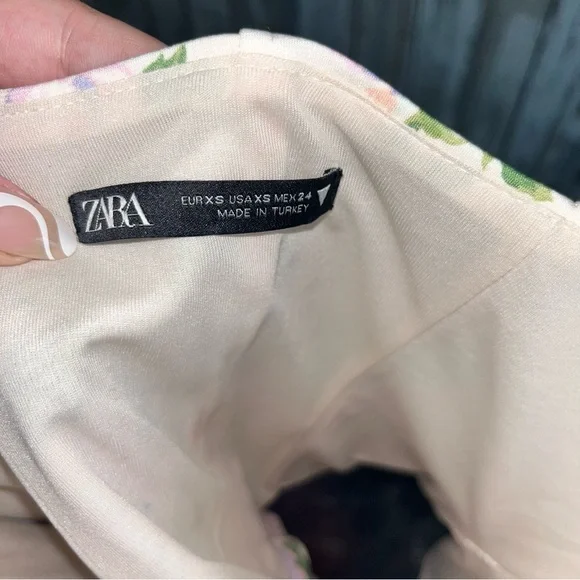 Zara Floral Corset Top XS Cream Pastel Blogger Favorite Bustier Coquette Style - Picture 7 of 10